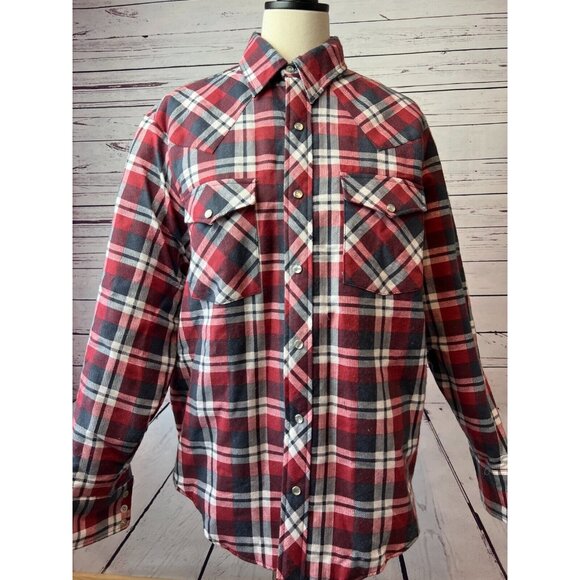 Stir-Ups Western Model Flannel pearl snap shirt Medium Shacket Mens Vintage - Picture 1 of 10